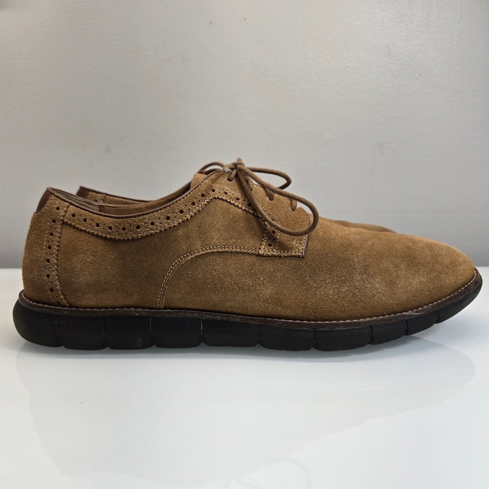 Johnston & Murphy Brogues Shoes Men 13 Brown Suede Wingtip Sheepskin Memory Foam